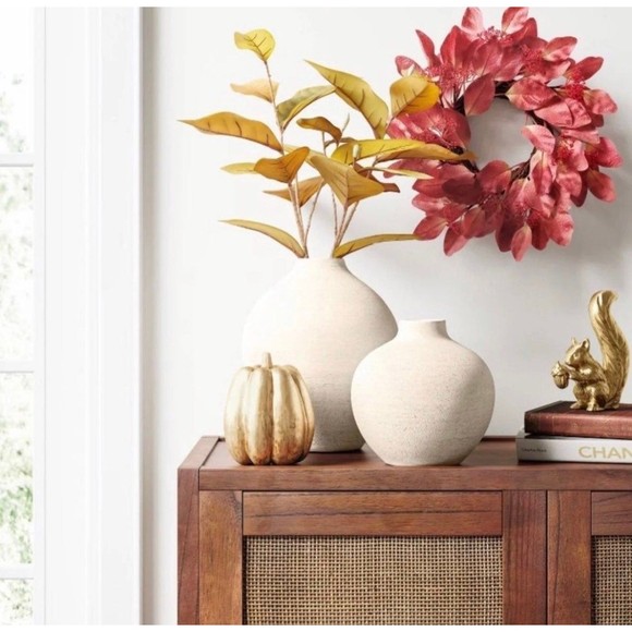 10" x 8.5" Earthenware Fall Texture Vase - Threshold - Picture 3 of 9